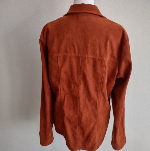 Notations rust brown faux suede 90's jacket M - Picture 3 of 5
